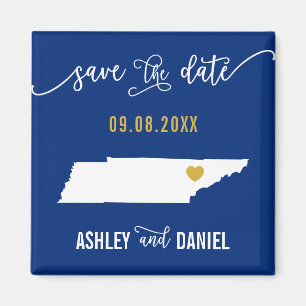 Navy Tennessee Wedding Save the Date Map Magneet