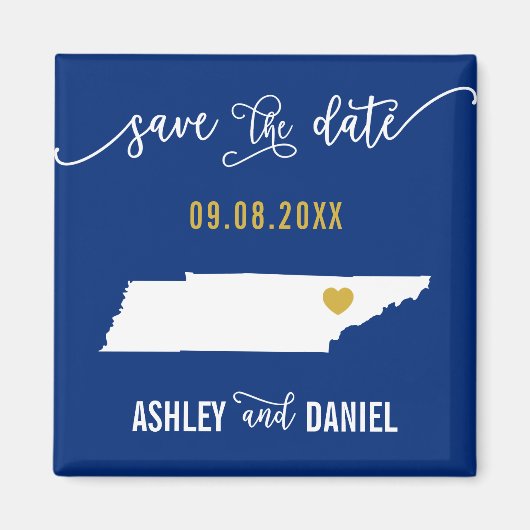 Navy Tennessee Wedding Save the Date Map Magneet (Voorkant)