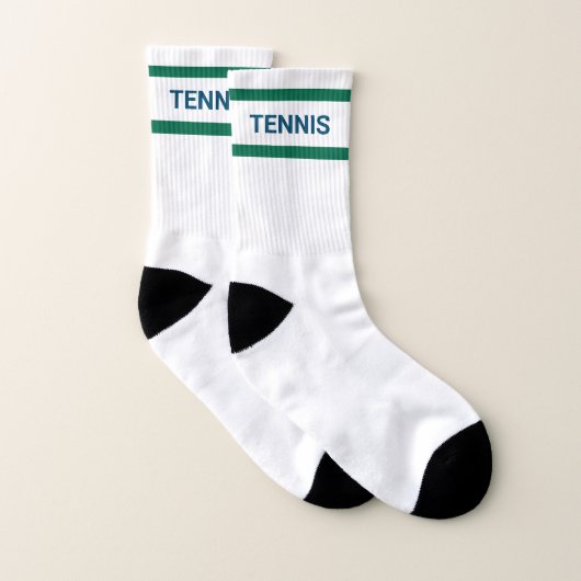 Navy Tennis Groene Streep Retro Unisex Sokken (Paar)