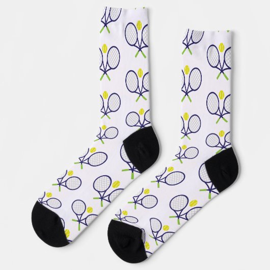 Navy Tennis Racquets Pattern Socks Sokken (Links)