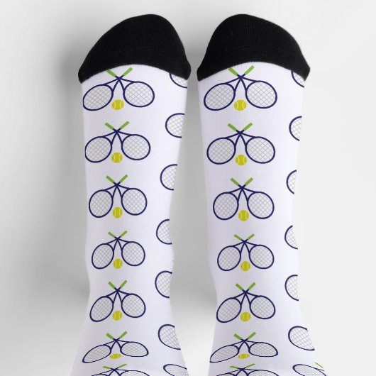 Navy Tennis Racquets Pattern Socks Sokken (Top)