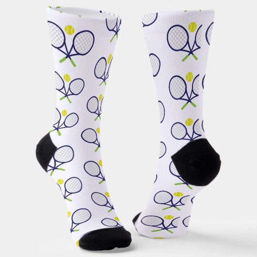 Navy Tennis Racquets Pattern Socks Sokken (Gebogen)
