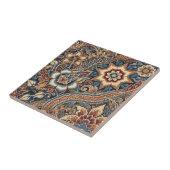 Navy Terracotta Batik Boho Waterverf Bloemen Tegeltje (Zijkant)
