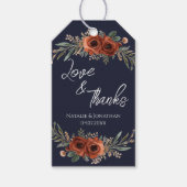 Navy Terracotta Bloem Boho Bruiloft Bedankt Cadeaulabel (Voorkant)