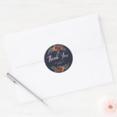 Navy Terracotta Bloem Boho Bruiloft Ronde Sticker (Envelop)