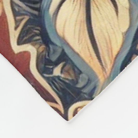 Navy Terracotta Boho IndoneBatik Floral Waterverf Fleece Deken (Hoek)