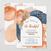 Navy Terracotta Boho Invitation Kaart (Voorkant / Achterkant)