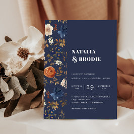 Navy Terracotta Boho Wedding Kaart