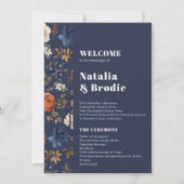 Navy Terracotta Boho Wedding Programme Kaart (Voorkant)