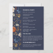 Navy Terracotta Boho Wedding Programme Kaart (Achterkant)