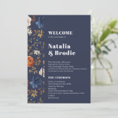 Navy Terracotta Boho Wedding Programme Kaart (Staand voorkant)