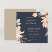 NAVY TERRACOTTA BROWN FLORAL WE KONDEN DE KNOT KAA BEDANKKAART (Voorkant / Achterkant)