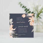 NAVY TERRACOTTA BROWN FLORAL WE KONDEN DE KNOT KAA BEDANKKAART (Staand voorkant)