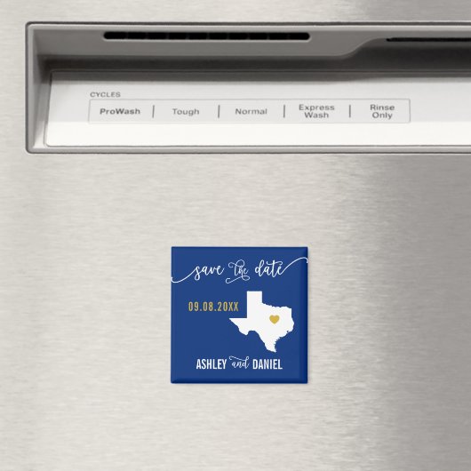 Navy Texas Wedding Save the Date Map Magneet (Insitu (Vaatwasser))