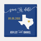 Navy Texas Wedding Save the Date Map Magneet (Voorkant)