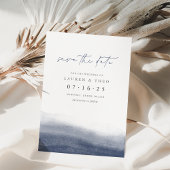 Navy Tides Elegant Simple Coastal Waterverf Save The Date