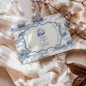 Navy Toile Nautisch Baby shower Diapper Raffle Informatiekaartje