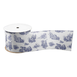 Navy Toile Satijnen Lint