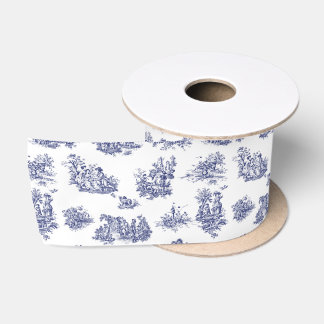 Navy Toile Satijnen Lint