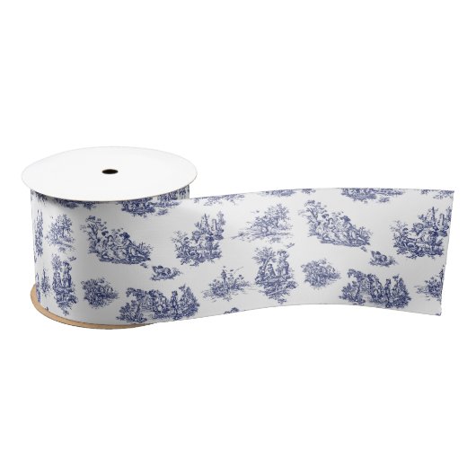Navy Toile Satijnen Lint (Spoel)
