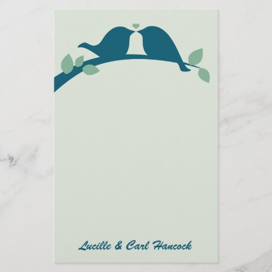 Navy Tortelduifjes Briefpapier (Voorkant)