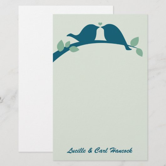 Navy Tortelduifjes Briefpapier (Voorkant / Achterkant)