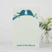 Navy Tortelduifjes Briefpapier (Staand voorkant)