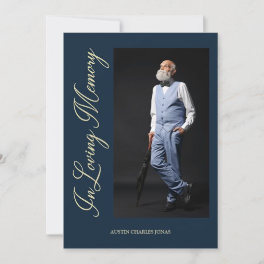 Navy Traditional Elegant Golden Effect Photo Kaart (Voorkant)