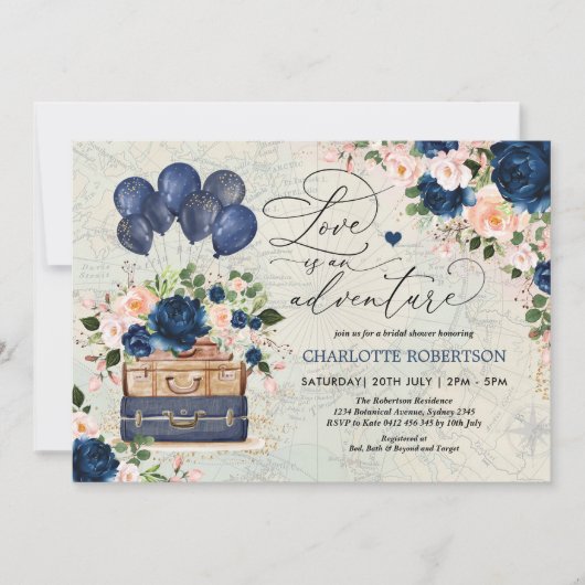 Navy Travel Vrijgezellenfeest Adventure Kaart (Voorkant)