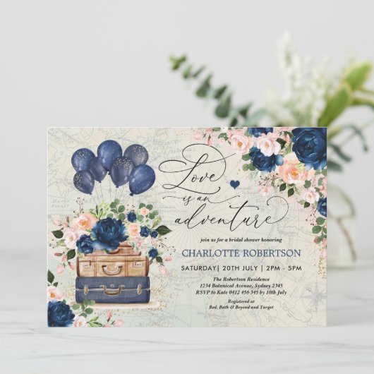 Navy Travel Vrijgezellenfeest Adventure Kaart (Staand voorkant)