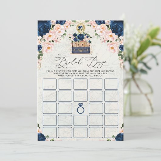  Navy Travel Vrijgezellenfeest Bingo Game Kaart (Staand voorkant)