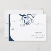 Navy Tree Swirls Wedding RSVP-uitnodigingen RSVP Kaartje (Voorkant)