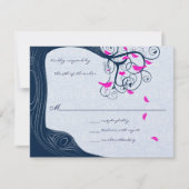 Navy Tree Swirls Wedding RSVP-uitnodigingen RSVP Kaartje (Voorkant)