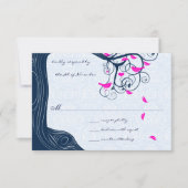 Navy Tree Swirls Wedding RSVP-uitnodigingen RSVP Kaartje (Voorkant)