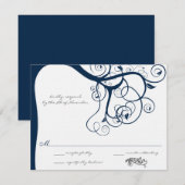 Navy Tree Swirls Wedding RSVP-uitnodigingen RSVP Kaartje (Voorkant / Achterkant)