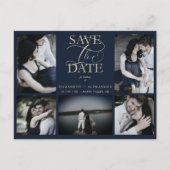 Navy Trendy Chic Collage Wedding Covid19 5 Foto's Briefkaart (Voorkant)