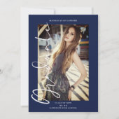 Navy Trendy Foto Whimsical Typografie Eenvoudig Af Kaart (Voorkant)