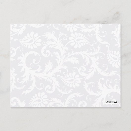 Navy Trim Damask Swirls Dank je Kaarten (Achterkant)