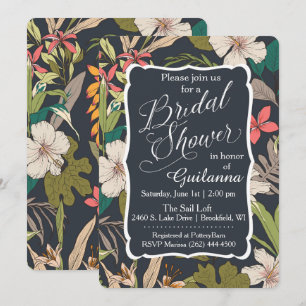  Navy Tropical Bridal Shower Uitnodiging