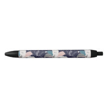 Navy Tropical Floral Pen