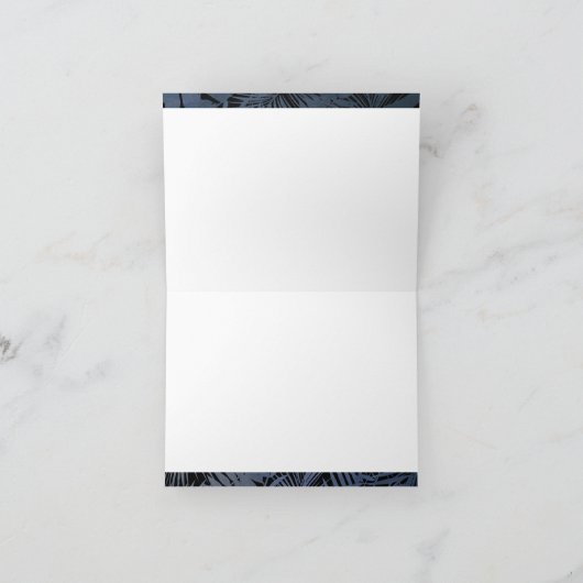 Navy tropical palm leaf Patrografie script Bedankkaart (Binnen)