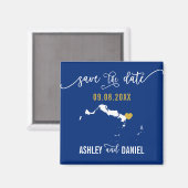 Navy Turks en Caicos Wedding Save the Date Map Magneet (Voorkant / Achterkant)