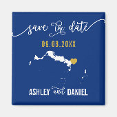 Navy Turks en Caicos Wedding Save the Date Map Magneet (Voorkant)
