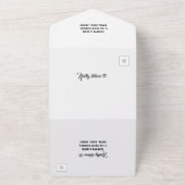 Navy Turquoise Peacock Feather Boho Wedding All In One Uitnodiging (Buitenkant)