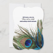 Navy Turquoise Peacock Feather Boho Wedding Invite Kaart (Achterkant)