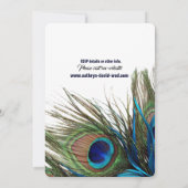 Navy Turquoise Peacock Feather Boho Wedding Invite Kaart (Achterkant)