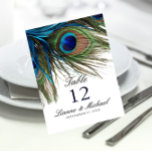 Navy Turquoise Peacock Feather Wedding Table Kaart<br><div class="desc">Mooie paukveren in heldere,  levendige kleuren van de marine,  turquoise,  groene en bruine tinten.</div>