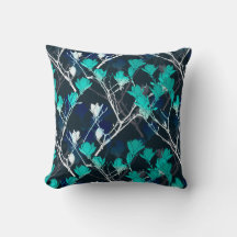 Navy Turquoise & White Modern Floral Pattern