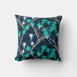 Navy Turquoise & White Modern Floral Pattern Kussen