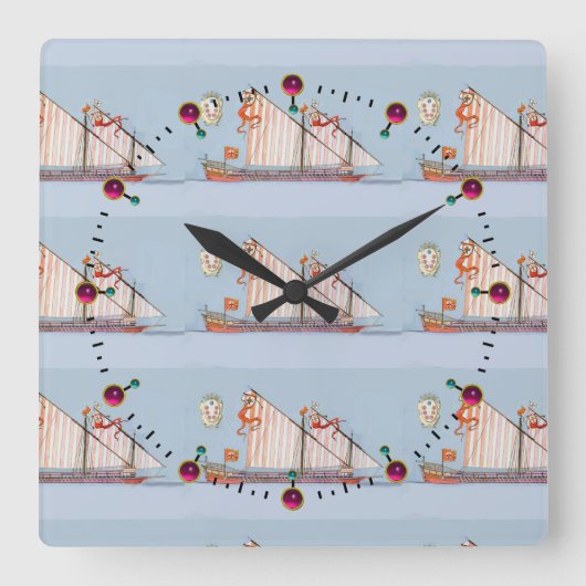 Navy Tuscany Medici Vierkante Klok (Voorkant)